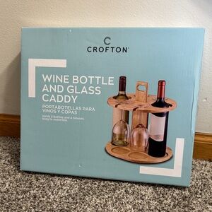 Croton Natural Wood Wine and Glass Holder